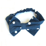 Polka Dot Big Bow Headband - Navy Blue