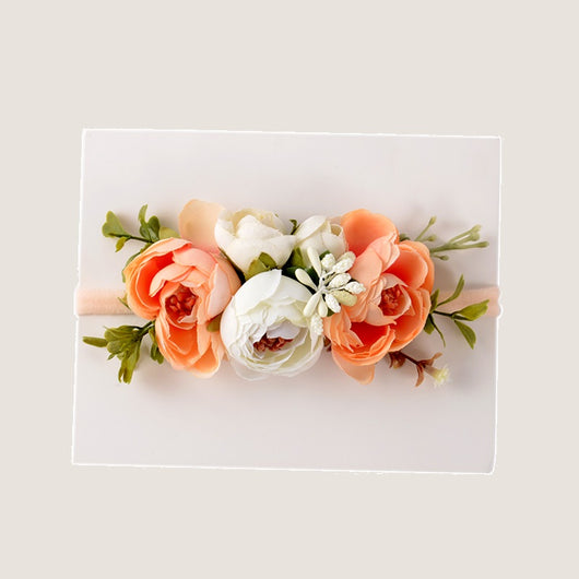 Gorgeous Peach And White Pomponella Roses Headband