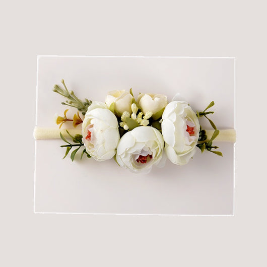 Gorgeous White Pomponella Roses Headband